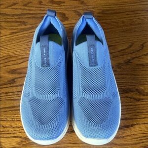 Easy Spirit Slip-On Athletic Sneakers in Light Blue and White